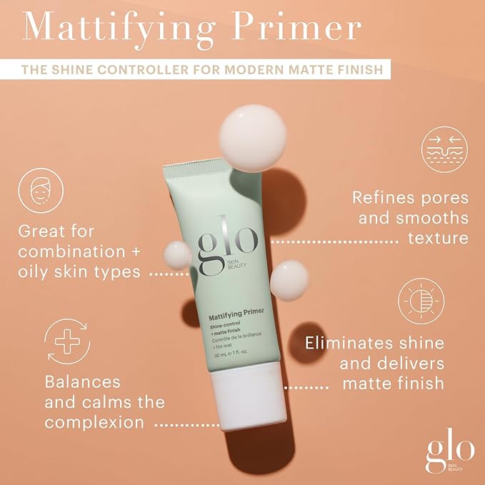 Glo Skin Beauty Mattifying Primer with Niacinamide – Eliminate Shine and Refine Pores for Smoother Makeup Application, for Combination & Oily Skin, Matte Finish-VivaGrace Women