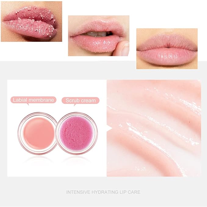 Lip Scrub & Lip Mask Lip Care Kit, Exfoliating Lip Scrub with Double Effect, Repair Lip Mask for Repairs Dry & Cracked & Chapped & Peeling Lips, Lip Care Gift for Women Girl-VivaGrace Women