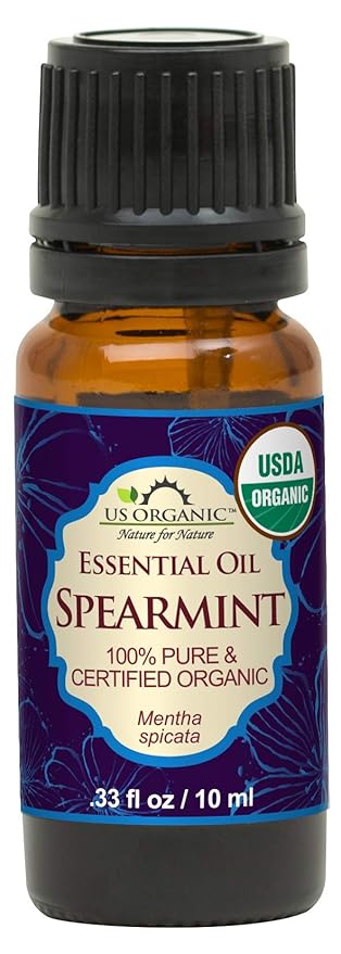 US Organic 100% Pure Spearmint Essential Oil - USDA Certified Organic, Steam Distilled - W/Euro droppers (More Size Variations Available) (10 ml / .33 fl oz)-VivaGrace Women