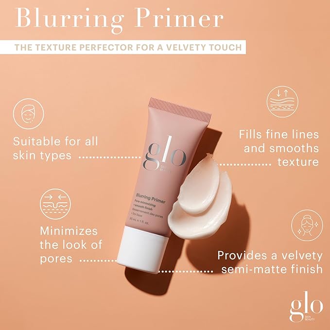 Glo Skin Beauty Blurring Primer with Ceramides – Minimize Pores & Fine Lines for Smoother Makeup Application, for All Skin Types, Semi-Matte Finish-VivaGrace Women