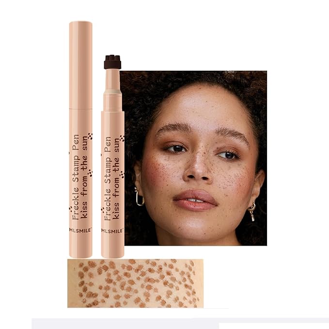 AKARY Stamp Freckle Pen Natural Lifelike Fake Freckles Makeup, Waterproof Long Lasting Quick Dry 5 Comb Corners Natural Like Face Freckle Makeup Pen for Effortless Sunkissed Makeup, 03-Chestnut-VivaGrace Women