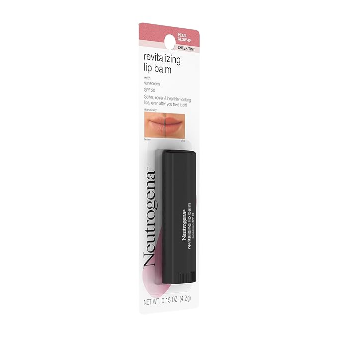 Neutrogena Revitalizing and Moisturizing Tinted Lip Balm with Sun Protective Broad Spectrum SPF 20 Sunscreen, Lip Soothing Balm with a Sheer Tint in Color Petal Glow 40, 15 oz (Pack of 2)-VivaGrace Women