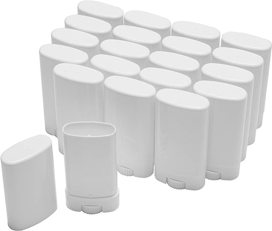 Empty Oval Deodorant Lip Lipstick Balm Tubes Containers Plastic (20-Pack) (15ml, white)-VivaGrace Women