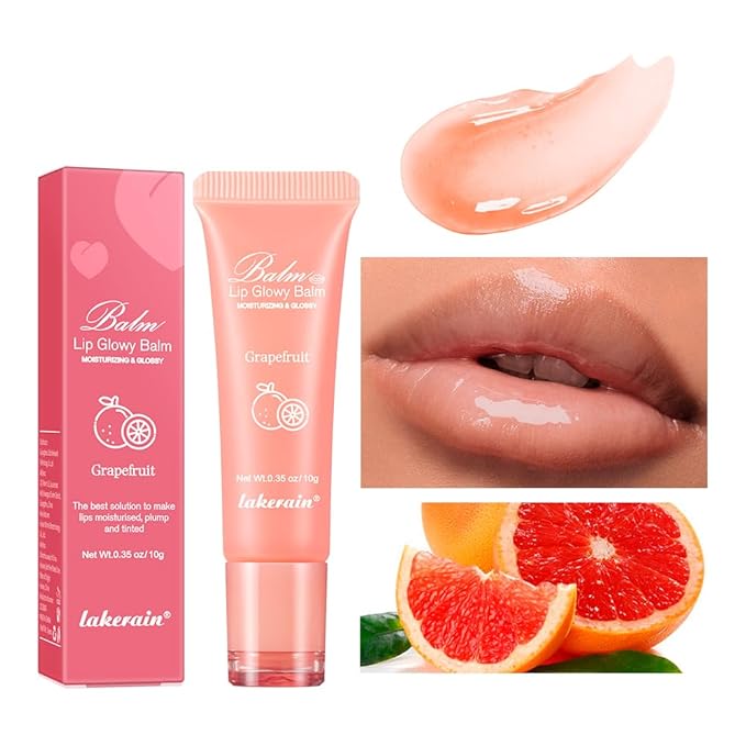 Hydrating Lip Butter Balm for a Glossy Finish and Lip Glow - Lip Glowy Balm with Summer-worthy Fragrance | Vegan Lip Care (#3-Grapefruit)-VivaGrace Women