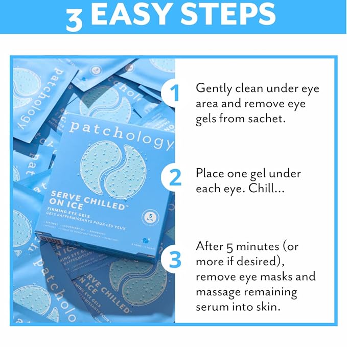 Patchology Iced Cooling Under Eye Mask Patches with Peptides, Cloudberry Oil and Bakuchiol. Cool eye gels to firm skin and soothe, reduce fine lines and under eye bags 5 Pair-VivaGrace Women