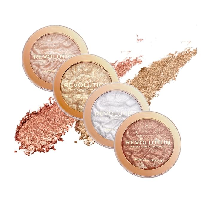 Revolution Beauty, Reloaded Pressed Powder Highlighter, Intensely Pigmented for a High Impact Dewy Finish, Just My Type, 0.22 Oz.-VivaGrace Women
