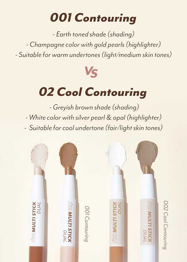 I'M MEME I'm Multi Stick Dual | Two Shade Shading and Highlighting Matte Finish | Suitable for Beginners Portable Size | 002 Cool Contouring-VivaGrace Women