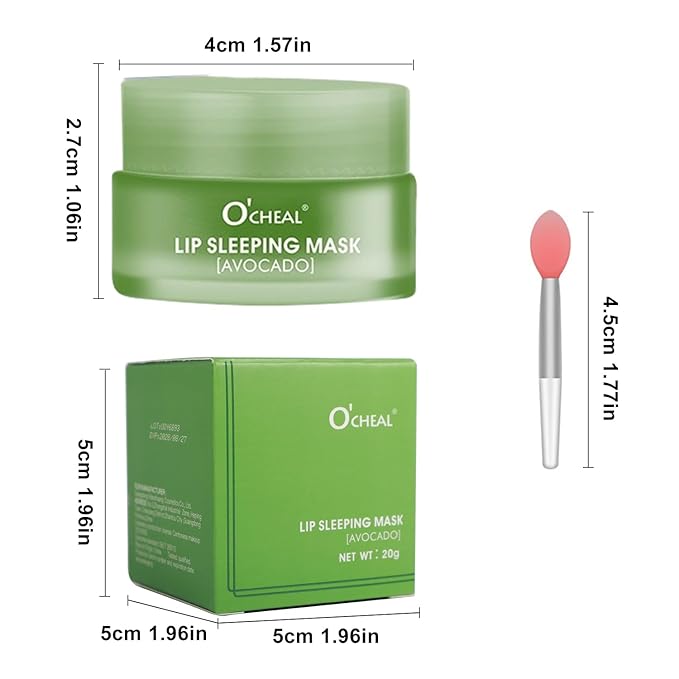 Lip Sleeping Mask Overnight Moisturizer Balm, Berry Lip Mask, Day and Night Repair Lip Balm for Improves Dryness Cracked, Moisturize Nourish Lip Scrubs Exfoliate Reduce Lip Lines (Avocado)-VivaGrace Women