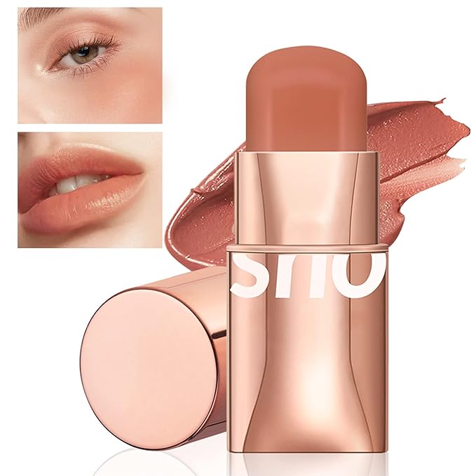 Cream Blush Stick for Cheeks Makeup,Waterproof Blush Face Stick Multi-Use Lip and Cheek Tint,Matte Finish Lightweight Easy to Blend Natural Cream Blusher Makeup for All Skin Tones-Coral Red-VivaGrace Women