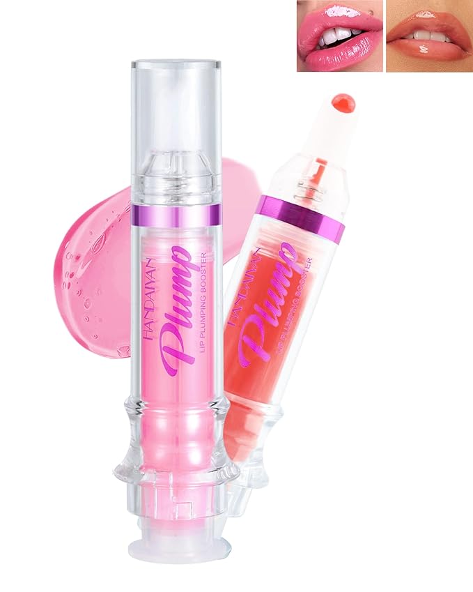 Lip Plumping Booster-2Colors Spicy Lip Plumper Oil Lip Gloss, Plump and Pout Lip Plumper Hydrating & Volumizes Lip GLaze, Enhancing Plump Effect for Fuller Lips, Lip Glossy Makeup Gift for Women-05+06-VivaGrace Women