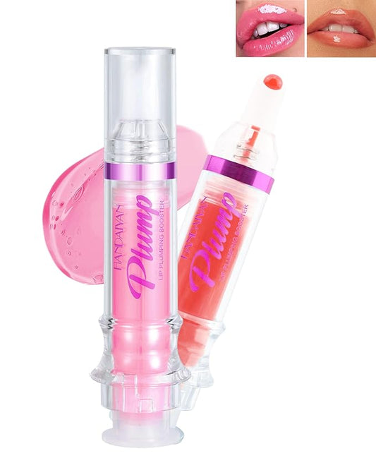 Lip Plumping Booster-2Colors Spicy Lip Plumper Oil Lip Gloss, Plump and Pout Lip Plumper Hydrating & Volumizes Lip GLaze, Enhancing Plump Effect for Fuller Lips, Lip Glossy Makeup Gift for Women-05+06-VivaGrace Women