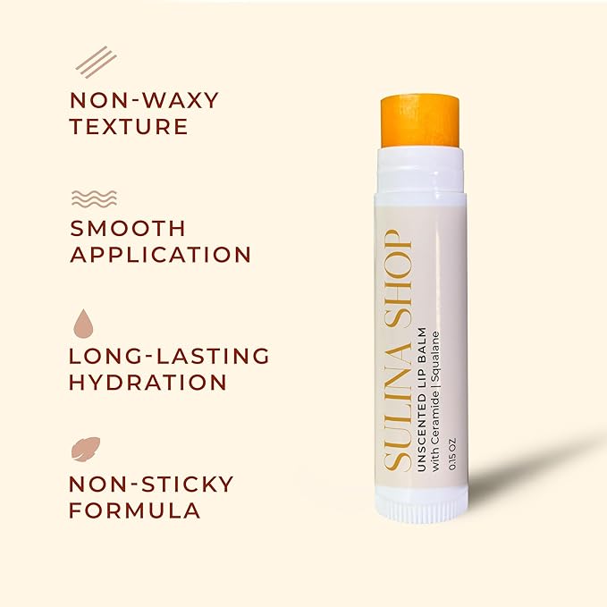 Unscented Lip Balm Hydrating for Dry Lips - Lip Moisturizer with Castor Oil and Beeswax, Chapped Lip Repair, Restores Smoothness, Barrier Protection, Fragrance-Free and Gentle-VivaGrace Women