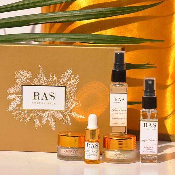 Quick Glow Kit, Hydrating Essence Toner, Exfoliating Face Cleanser, 24K Gold Face Elixir, Face Gel Serum, Face & Body Toner | Smoothens & Softens Skin, Deep Cleanser | Set of 5 - RAS LUXURY OILS-VivaGrace Women