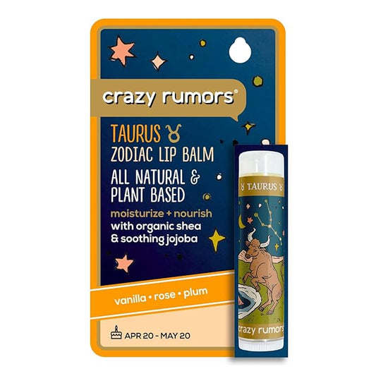 Crazy Rumors Taurus Zodiac All Natural, Plant Based Lip Balm to Moisturize and Nourish your Lips - Earth Blend (Sweet Vanilla, Fragrant Rose and Plum)-VivaGrace Women