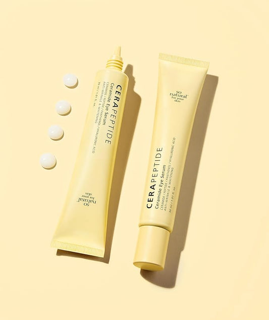 [So'natural Powder4room] Cera Peptide Eye Serum, 1 fl oz (30ml) | Eye Serum | Eye Cream | Korean Eye Cream | Korean Eye Serum | Peptide Serum | Under Eye Serum-VivaGrace Women