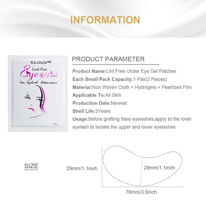 Under Eye Gel Pads Eyelash Extension Pads Lint Free DIY False Eyelash Lash Extension Makeup Eye Gel Patches Pack (50)-VivaGrace Women