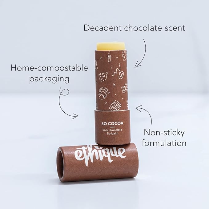 Ethique So Cocoa Nourishing Lip Balm - Plastic-Free, Vegan, Cruelty-Free, Eco-Friendly, 0.32 oz (Pack of 1)-VivaGrace Women