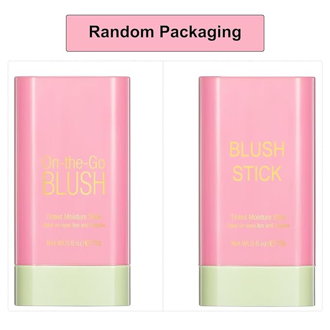 Multi-Use Makeup Blush Stick,Beauty Solid Moisturizer Stick,Waterproof Natural Nude Makeup,Tinted Solid Moisturizer Stick for Eyes Lips Cheek(1#shy pink)-VivaGrace Women