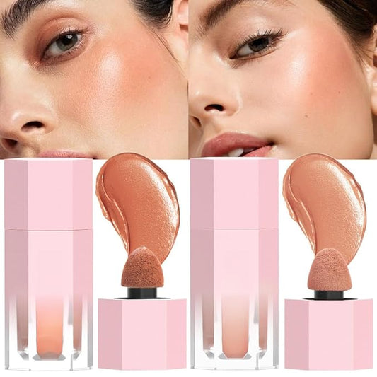 evpct 2Pcs Soft Cream Velvet Liquid Blush Makeup for Cheeks Lips, Moisturizing Lightweight Blendable Feel Waterproof Long-Wearing Smudge Proof Natural Matte Finish Looking Dewy Cheek Tint D111 & D113-VivaGrace Women