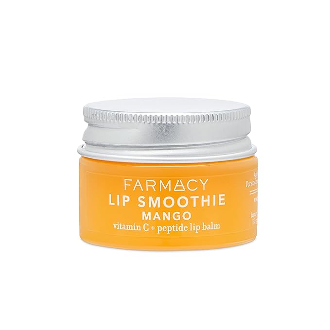 Farmacy Peptide Lip Balm - Lip Smoothie Hydrating Lip Balm with Vitamin C to Visibly Plump + Smooth Lip Lines - Nourishing Lip Treatment with a High-Gloss Finish - Mango (10g)-VivaGrace Women
