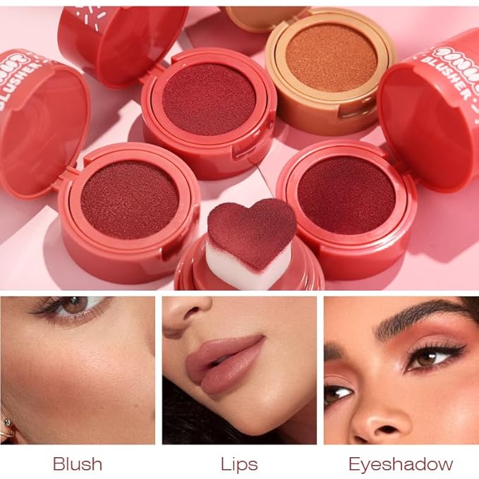 Stamp Liquid Blush Stamp Blush with Heart Shaped Applicator Natural Long Lasting Blush, Light and Airy Makeup for Women (4)-VivaGrace Women