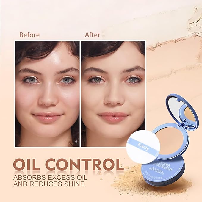evpct Kaely Oil Control Pressed Face Powder, Get Smooth Flawless Fine Lines and Lightweight Finishing Foundation, Control Shine Long Lasting Waterproof Face Setting Powder Cosmetic, 07 True Beige-VivaGrace Women