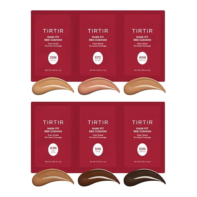 TIRTIR Mask Fit Red Cushion Foundation *Trial Kit* #Deep | Japan's No.1 Choice for Glass skin, Long-Lasting, Lightweight, Buildable Coverage, Semi-Matte-VivaGrace Women