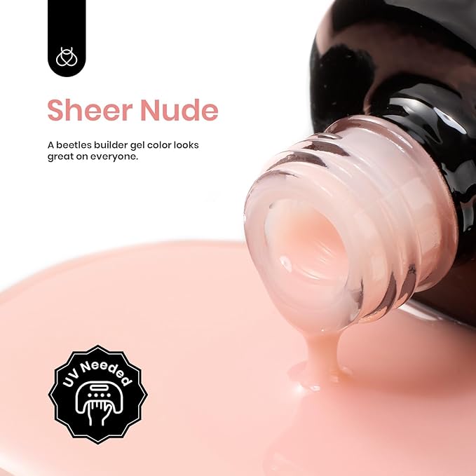 Beetles Builder Gel for Nails, 7 in 1 Builder Nail Gel Nude Jelly Beige Color Building Nail Apex & Nail Extension Strengthener Thin Nails DIY Nail Art Design for Beginner Women-VivaGrace Women