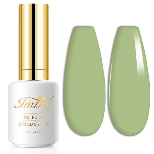 Imtiti Green Gel Nail Polish, Khaki Green Gel Polish, Gift for Women, 0.5 fl oz