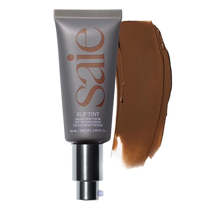 Saie Slip Tint Tinted Moisturizer with SPF 35 - Light Coverage, Glowy Skin Tint & Mineral Sunscreen for Face with Hydrating Hyaluronic Acid - Summer Makeup Essential - Shade Nine + Half (1.35 oz)-VivaGrace Women