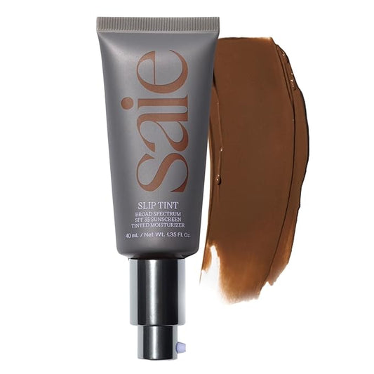 Saie Slip Tint Tinted Moisturizer with SPF 35 - Light Coverage, Glowy Skin Tint & Mineral Sunscreen for Face with Hydrating Hyaluronic Acid - Summer Makeup Essential - Shade Nine + Half (1.35 oz)-VivaGrace Women