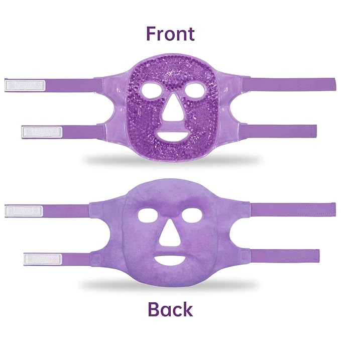 Ice Pack Face Eye Mask for Dark Circles and Puffiness,Gel Cold Cooling Face Mask for Migraines, Headache, Stress and Relaxation (Purple)-VivaGrace Women