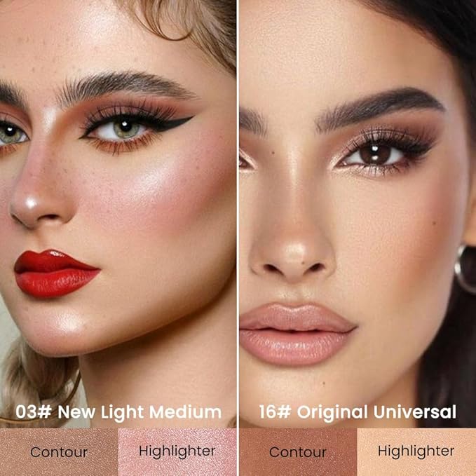 evpct 2in1 Face Shaping & Contouring Stick Cream Contour Concealer Bronzer Stick Makeup Kit for Face Highlighter Makeup Stick contorno maquillaje de maquillaje, NEW Light Medium + ORIGINAL Universal-VivaGrace Women