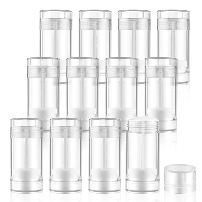 12 Pieces 15g Clear Plastic Deodorant Containers,Empty 1/2 oz Travel Lip Balm Tubes,Refillable Twist-UP Solid Perfume Tubes,Lipstick Tubes for DIY-VivaGrace Women