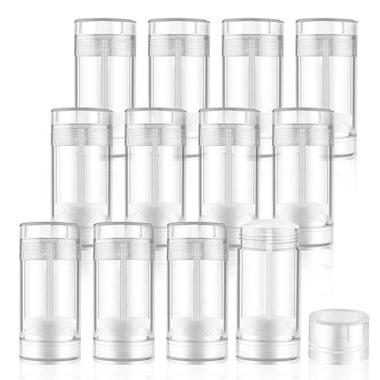 12 Pieces 15g Clear Plastic Deodorant Containers,Empty 1/2 oz Travel Lip Balm Tubes,Refillable Twist-UP Solid Perfume Tubes,Lipstick Tubes for DIY-VivaGrace Women