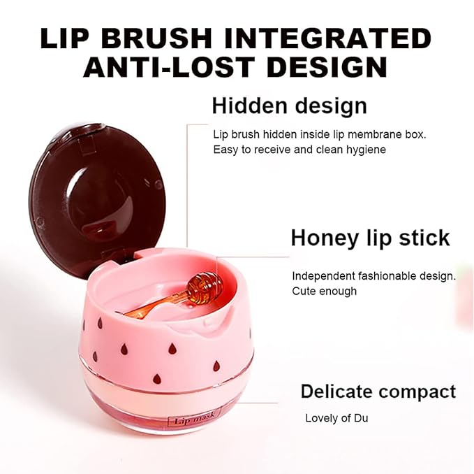 Watermelon Lip Balm, Honey Strawberry Apple Watermelon Lip Mask Overnight, Moisturizing Lip Sleeping Mask, Day & Night Lip Care - Hydrate Repair Prevent Dry (Watermelon）-VivaGrace Women