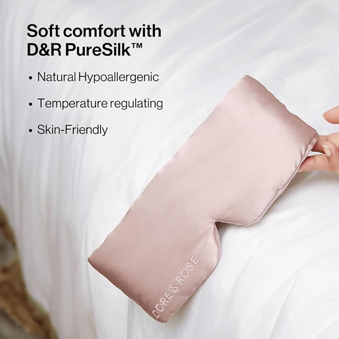 Dore & Rose Deep Sleep Mask Light Blocking, 23 Momme Mulberry Silk Eye Mask, Ultra Soft, Adjustable - Travel Sleeping Mask for Men & Women - Lotus-VivaGrace Women