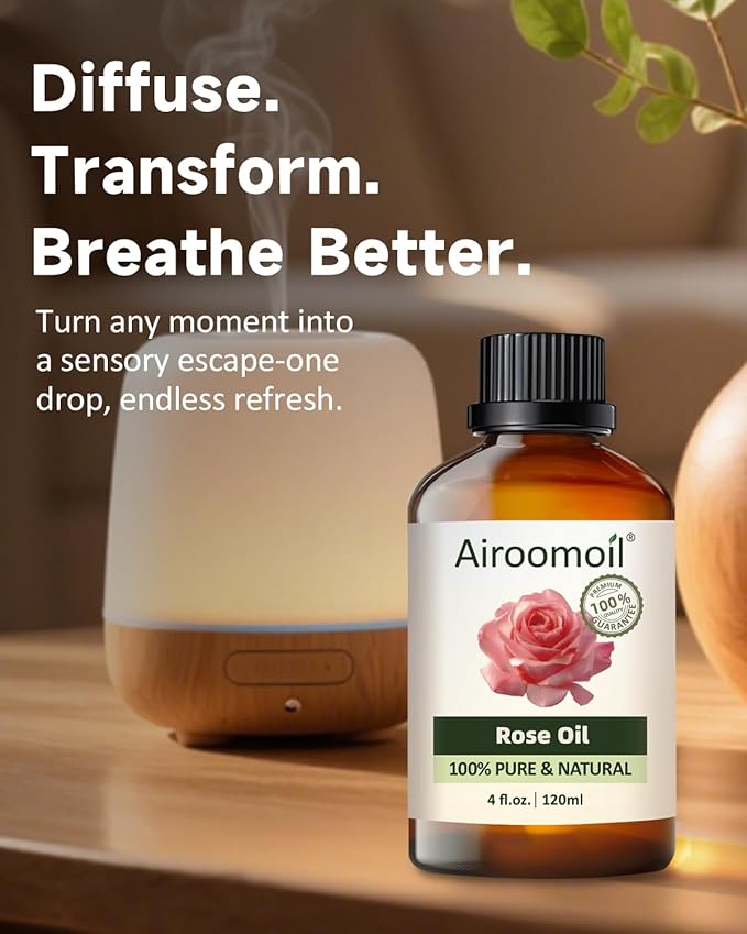 Pure Rose Essential Oil, 100% Pure Natural Rose Essential Oil, Premium Grade Essential Oils for Diffusers for Home, Skin, Care Massage, Soap Making, Aromatherapy, 4 Fl Oz | 120ml-VivaGrace Women