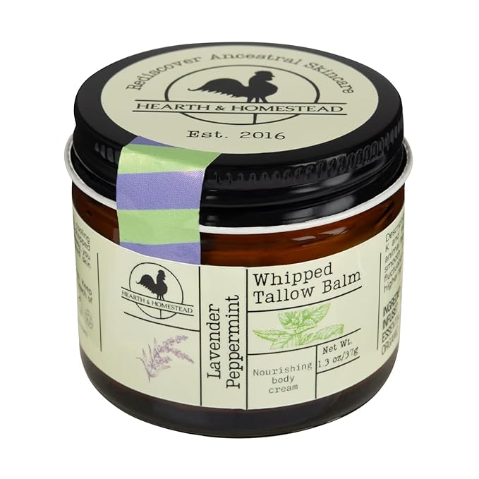 Handmade Whipped Tallow Balm (Lavender Peppermint): Organic Body Butter with Infused Olive Oil- 1.3 oz-VivaGrace Women