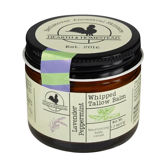 Handmade Whipped Tallow Balm (Lavender Peppermint): Organic Body Butter with Infused Olive Oil- 1.3 oz-VivaGrace Women