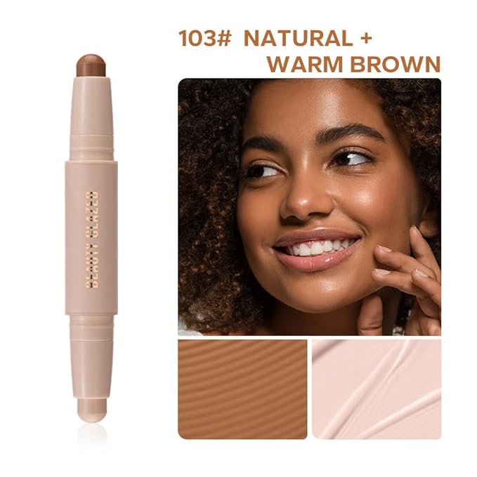 Double head contour stick, Highlight & Contour Bronzer Stick, durable and waterproof contour stick set, facial makeup contour face cream (03#Bronzer contour and glow sticks) ﻿-VivaGrace Women