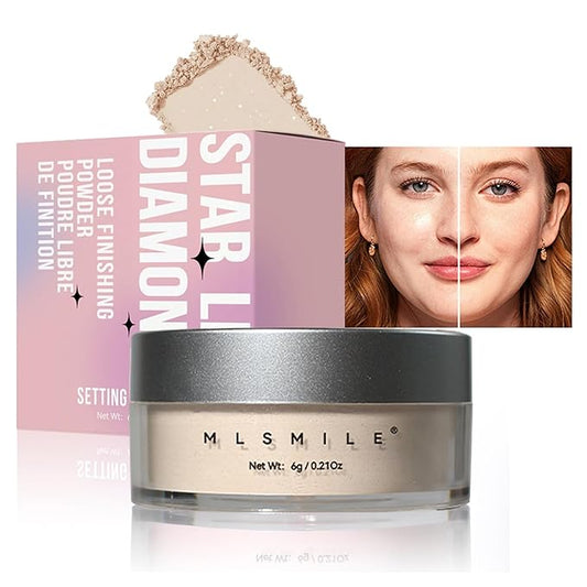 AKARY White Translucent Setting Powder, Shimmer Finishing Powder Oil Control for Long Lasting Makeup, Lightweight Loose Powder Waterproof Makes Skin Downy, Blurring Powder for All Skin Tones, 01-VivaGrace Women