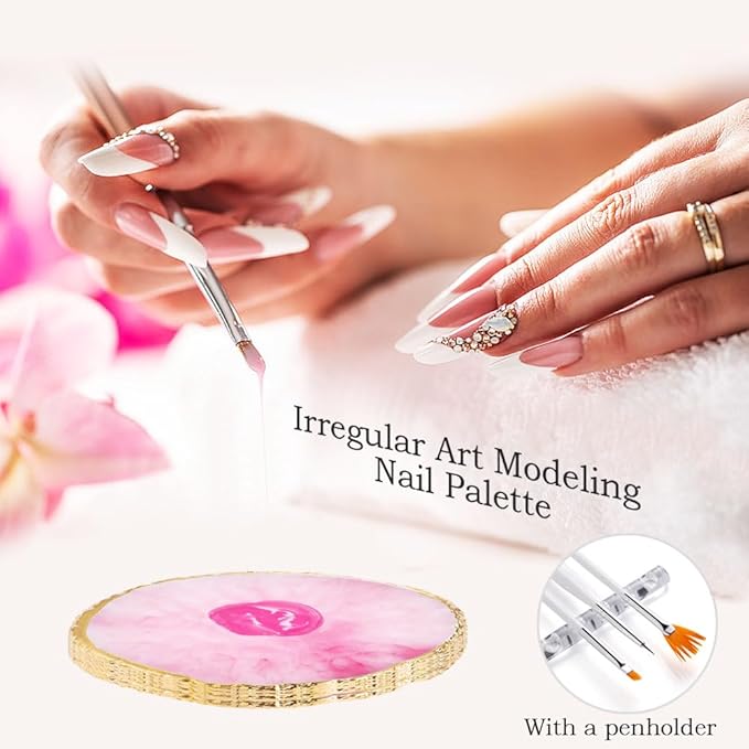 Nail Art Tools 27Pcs Set,Nail Art Brush,Resin Nail Art Palette,5 Pcs Nail Art Sculpture Pen,2-way Acrylic Silicone Engraving Pen Dotting Pen Tools Nail Art Kit for Nail Art DIY-VivaGrace Women