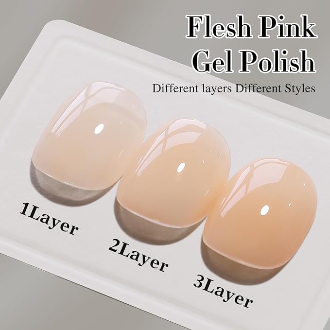 Double Rhythm Translucent Gel Polish Sheer Neutral Natural Light Milky Same Color Same Bottle 15ML Jelly UV Nail Polish Nail Art DIY at Home (Light Yellow Pink-A1423)-VivaGrace Women