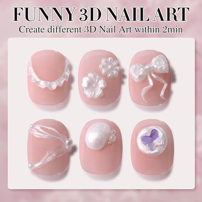 Double Rhythm 3D Nail Gel Pearl Solid Sculpting Gel for Nail Art Non-Sticky Hard Gel for Building Carving Molding Nail Extension Soak Off UV/LED Nail Art Salon Home DIY 0.5 Oz (Silver-Silk 01)-VivaGrace Women