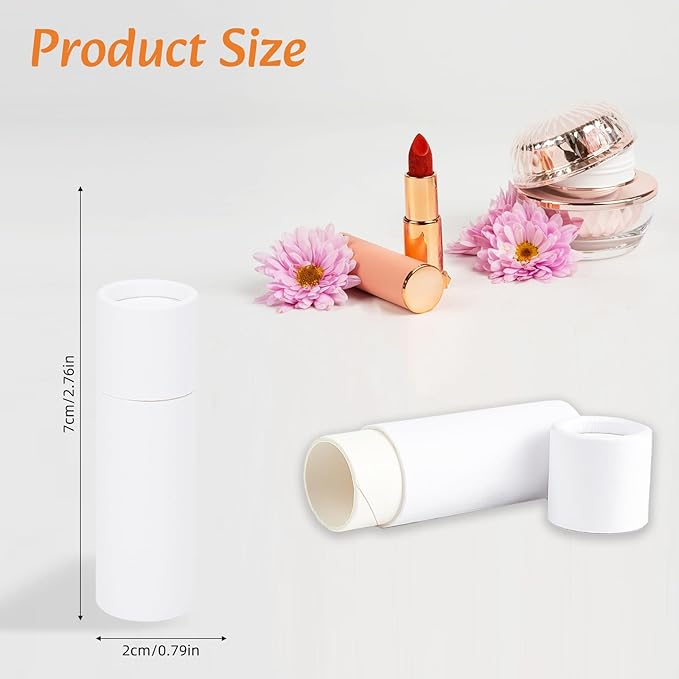 NICENEEDED 15 Pcs Kraft Paper Lipstick Tube, 0.4 Oz Paperboard Lip Balm Tubes, Cardboard Empty Deodorant Container Solid Perfume Tube Cosmetic Box for DIY Chapstick Deodorant Crayon-VivaGrace Women