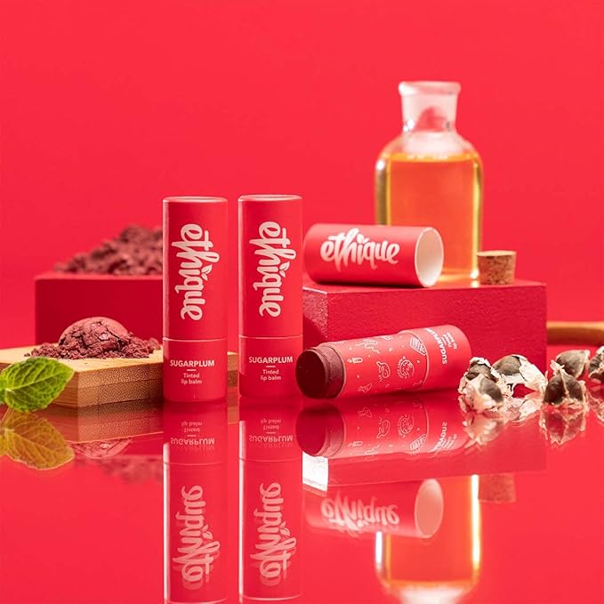 Ethique Sugarplum Nourishing Tinted Lip Balm - Plastic-Free, Vegan, Cruelty-Free, Eco-Friendly, 0.32 oz (Pack of 1)-VivaGrace Women