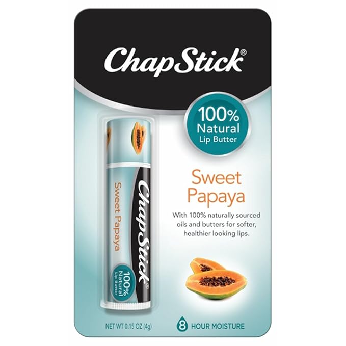 ChapStick Papaya 100% Natural Lip Butter Tube, Lip Balm - 0.15 Oz, Non-tinted, Sweet Papaya-VivaGrace Women