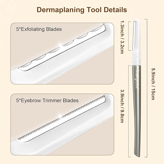 Dermaplaning Razor for Face - 10 Blade Refills, Dermaplaning Tool for Face Help Exfoliate and Smooth Skin, Easy-to-Use Facial Razors, Eyebrow Razor & Peach Fuzz Removal for Beauty-VivaGrace Women