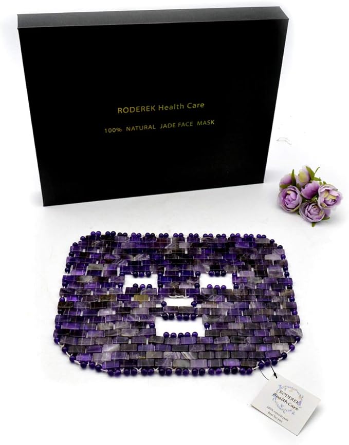 Jade Face Mask, Jade Mask for Relieving Face & Eye Puffiness Migraine, Anti Wrinkle Mask Therapy, Yoga Meditation Tools (Amethyst)-VivaGrace Women